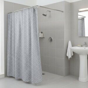 Comfort Bay 13 Pc Shower Liner Set Gray Color Block 72x72 PEVA w/ 12 Hooks